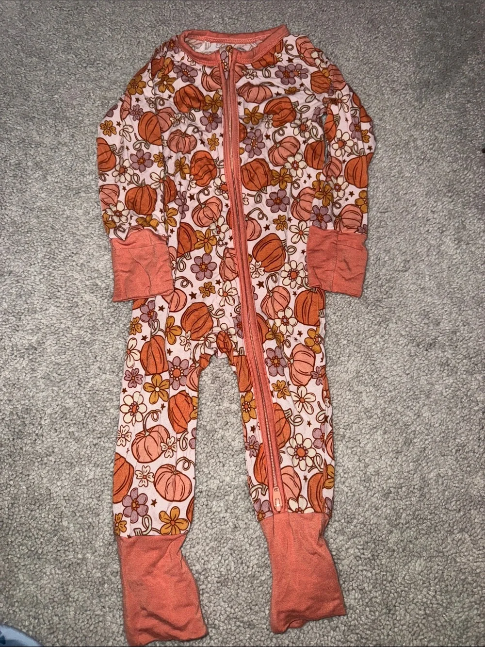In my jammers bamboo fall pumpkin zipper romper